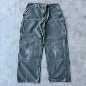 Vintage Y2K Carhartt green double knee work wear carpenter pants